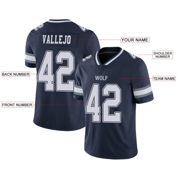 Custom D.Cowboys Football Jerseys Team Player or Personalized Design Your Own Name for Men's Women's Youth Jerseys Navy - Image 4