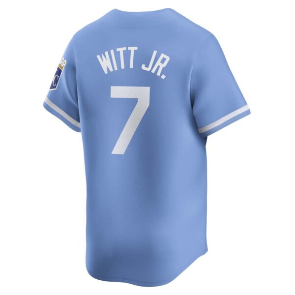 Kansas City Royals #7 Bobby Witt Jr Light Blue Limited Baseball Stitched Jersey - Image 2