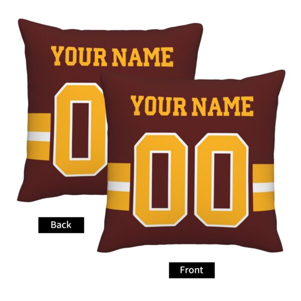 Custom Burgundy Gold W.Commanders Decorative Throw Pillow Case - Print Personalized Football Team Fans Name & Number Birthday Gift - Image 3