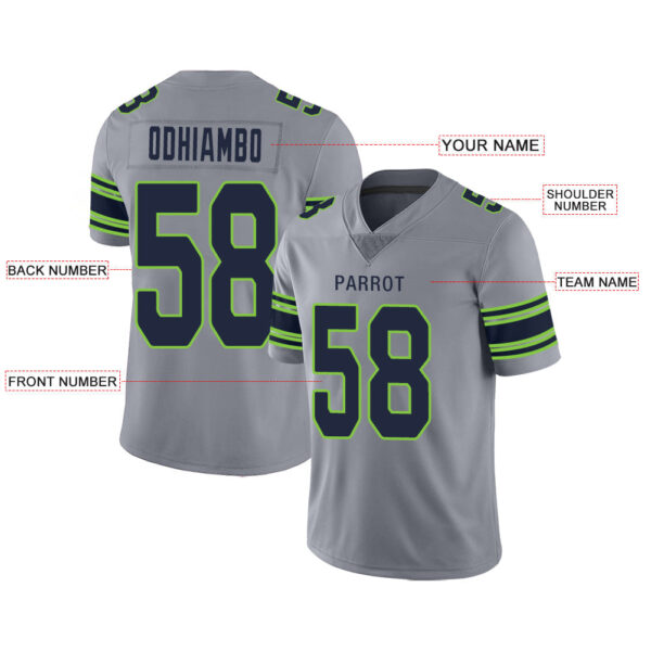 Custom S.Seahawks Stitched American Football Jerseys Personalize Birthday Gifts Grey Jersey - Image 2