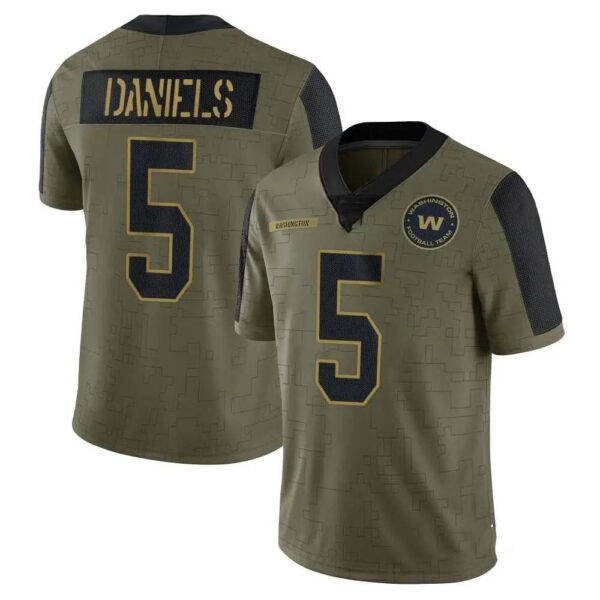 W.Commanders #5 Jayden Daniels Olive Limited Salute to Service Football Jerseys