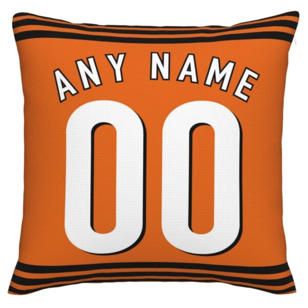 Custom C.Bengals Pillow Decorative Throw Pillow Case - Print Personalized Football Team Fans Name & Number Birthday Gift Football Pillows - Image 2