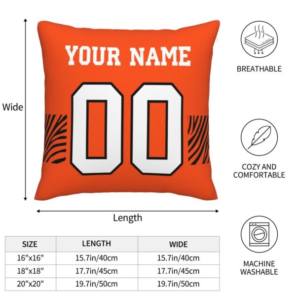 Custom C.Bengals Pillow Decorative Throw Pillow Case - Print Personalized Football Team Fans Name & Number Birthday Gift Football Pillows - Image 4