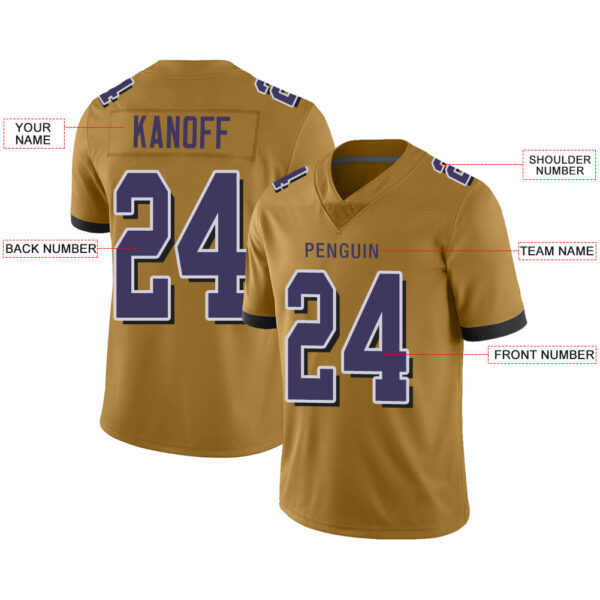 Custom B.Raven Men's American Gold Fashion Vapor Limited Stitched Football Jerseys - Image 2