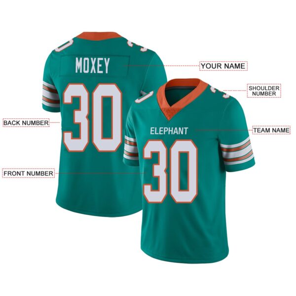 Custom M.Dolphins Football Jerseys Team Player or Personalized Design Your Own Name for Men's Women's Youth Jerseys Aqua - Image 3