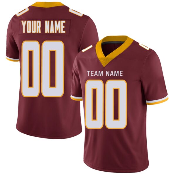 Custom W.Football Team Player or Personalized Design Your Own Name for Men's Women's Youth Jerseys Burgundy Football Jerseys - Image 6