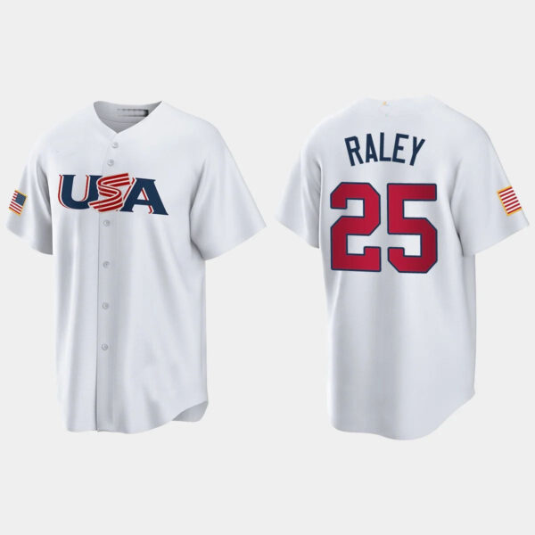 #25 BROOKS RALEY NEW YORK METS 2023 WORLD BASEBALL CLASSIC USA REPLICA JERSEY C WHITE Stitches Baseball Jerseys