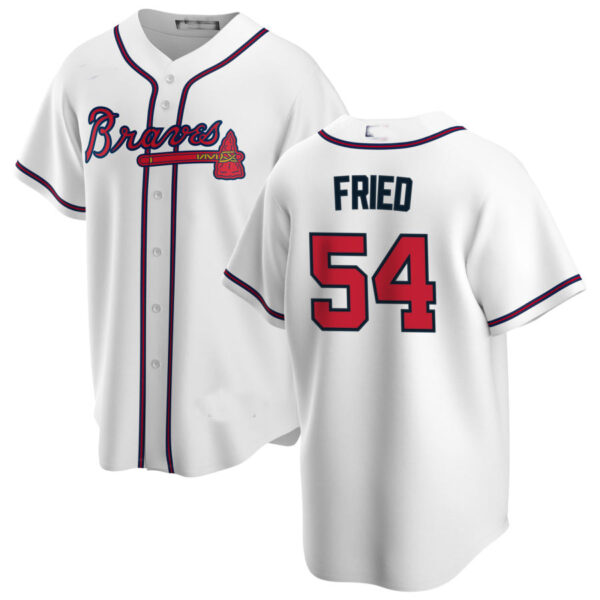 Atlanta Braves #54 Max Fried White Alternate Authentic Player Jersey Stitches Baseball Jerseys