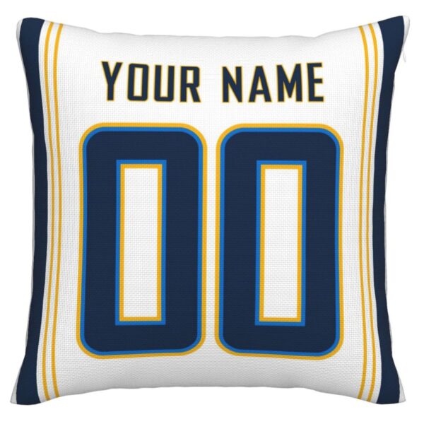 Custom LA.Chargers Pillow Decorative Throw Pillow Case - Print Personalized Football Team Fans Name & Number Birthday Gift Football Pillows - Image 2