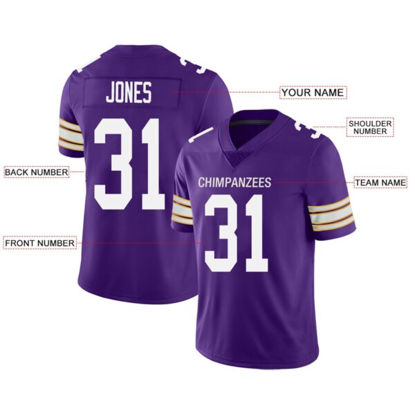 Custom MN.Vikings Football Jerseys Team Player or Personalized Design Your Own Name for Men's Women's Youth Jerseys Purple - Image 3