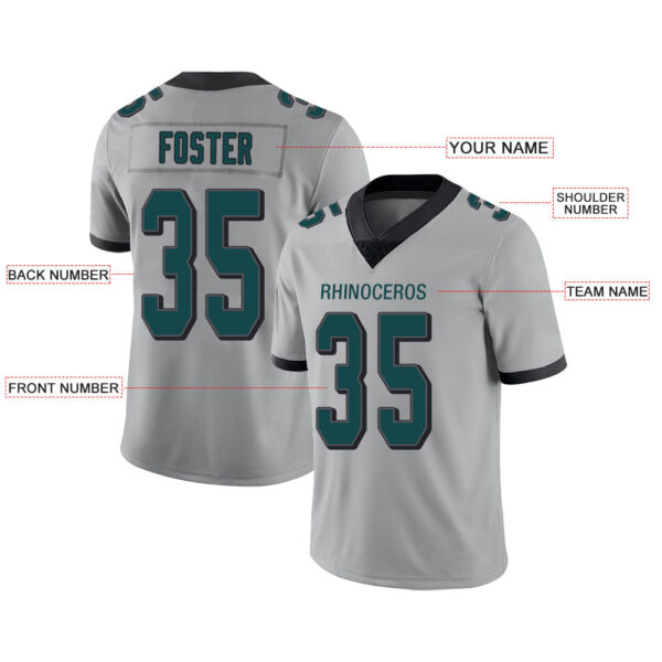 Custom P.Eagles Stitched American Football Jerseys Personalize Birthday Gifts Grey Jersey - Image 2