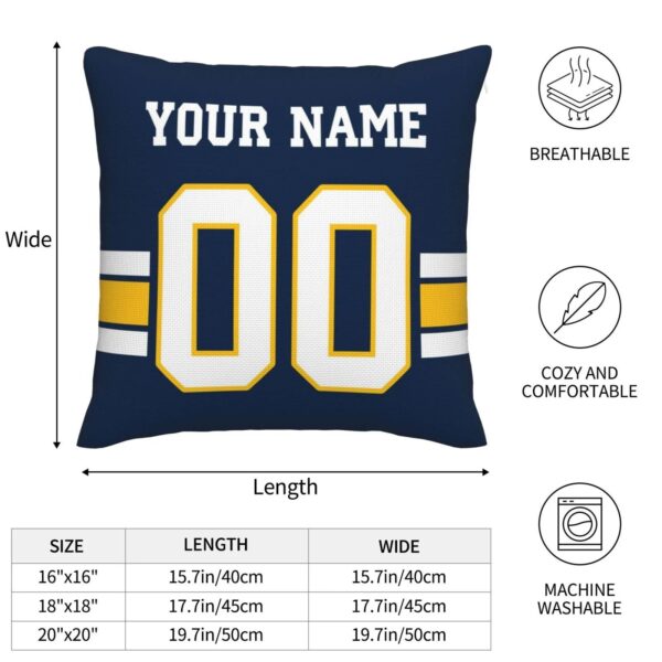 Custom LA.Chargers Pillow Decorative Throw Pillow Case - Print Personalized Football Team Fans Name & Number Birthday Gift Football Pillows - Image 8