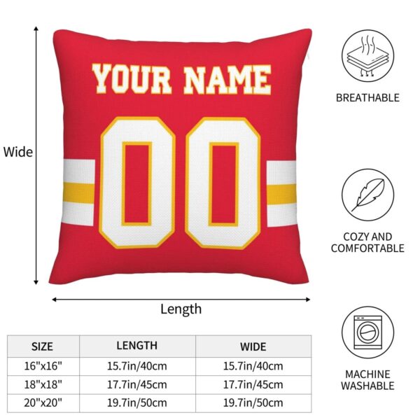 Custom KC.Chiefs Pillow Decorative Throw Pillow Case - Print Personalized Football Team Fans Name & Number Birthday Gift Football Pillows - Image 6