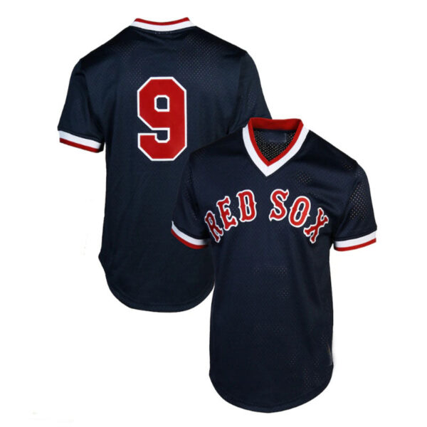 Boston Red Sox #9 Mitchell & Ness Ted Williams 1990 Authentic Cooperstown Collection Batting Practice Jersey - Navy Blue Baseball Jerseys