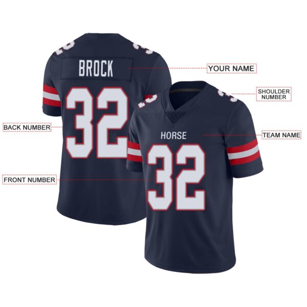 Custom NE.Patriots Football Jerseys Team Player or Personalized Design Your Own Name for Men's Women's Youth Jerseys Navy - Image 4