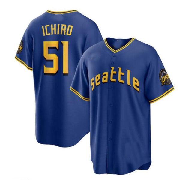 Seattle Mariners #51 Ichiro Suzuki Royal 2023 City Connect Replica Player Jersey Baseball Jerseys