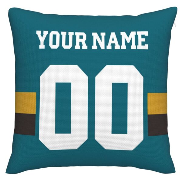 Custom J.Jaguars Pillow Decorative Throw Pillow Case - Print Personalized Football Team Fans Name & Number Birthday Gift Football Pillows - Image 2