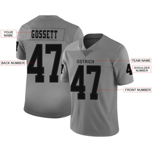 Custom LV.Raiders Stitched American Football Jerseys Personalize Birthday Gifts Grey Jersey - Image 2