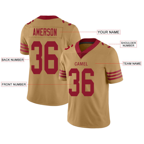 Custom SF.49ers Stitched American Football Jerseys Personalize Birthday Gifts Gold Jersey - Image 2