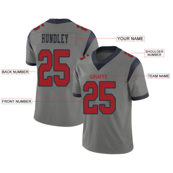 Custom H.Texans Stitched American Football Jerseys Personalize Birthday Gifts Grey Jersey - Image 2