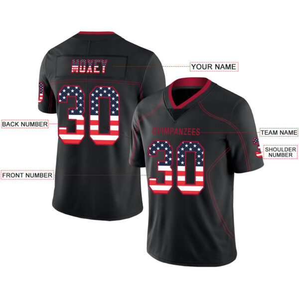 Custom A.Cardinal Men's American Black USA Flag Fashion Vapor Limited Stitched Football Jersey - Image 2