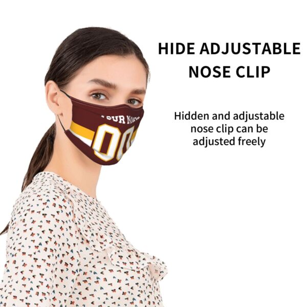 Custom W.Commanders Face Covering Football Team Decorative Adult Face Mask With Filters PM 2.5 Burgundy 2-Pack - Image 4