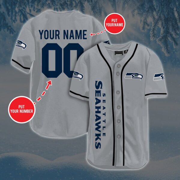 Personalized Custom S.Seahawks Baseball Jersey Short Sleeve Sports Jersey - Image 2