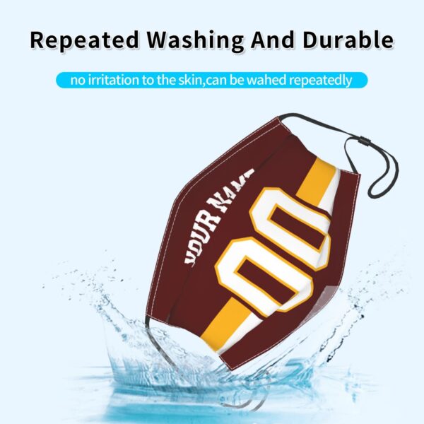 Custom W.Commanders Face Covering Football Team Decorative Adult Face Mask With Filters PM 2.5 Burgundy 2-Pack - Image 9