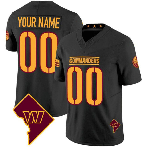 Custom W.Commanders Black W Patch Vapor F.U.S.E Limited Stitched Football Jersey V4