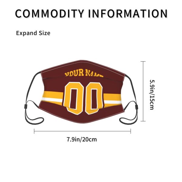 Custom W.Commanders Face Covering Football Team Decorative Adult Face Mask With Filters PM 2.5 Burgundy Gold 2-Pack - Image 5