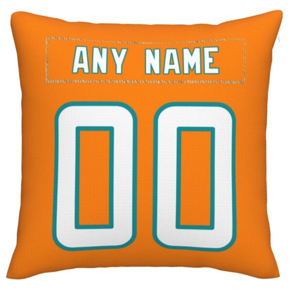 Custom M.Dolphins Pillow Decorative Throw Pillow Case - Print Personalized Football Team Fans Name & Number Birthday Gift Football Pillows - Image 2