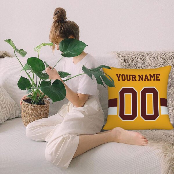 Custom Gold W.Commanders Decorative Throw Pillow Case - Print Personalized Football Team Fans Name & Number Birthday Gift - Image 9