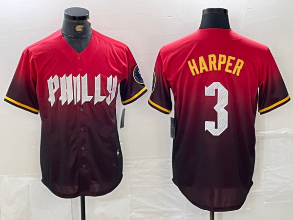 Philadelphia Phillies #3 Bryce Harper Red 2024 City Cool Base Baseball Jersey