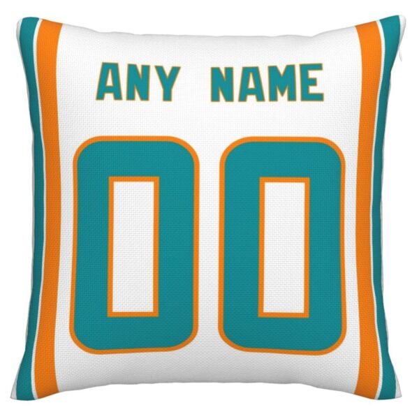 Custom M.Dolphins Pillow Decorative Throw Pillow Case - Print Personalized Football Team Fans Name & Number Birthday Gift Football Pillows - Image 2