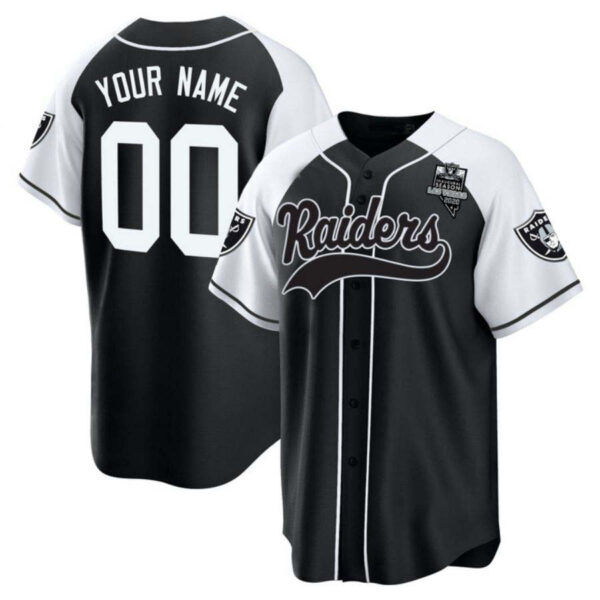 Las Vegas Raiders Black With White Trim Baseball All Stitched Custom Jersey LV.Raider