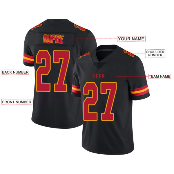 Custom KC.Chiefs Stitched American Football Jerseys Personalize Birthday Gifts Black Jersey - Image 2