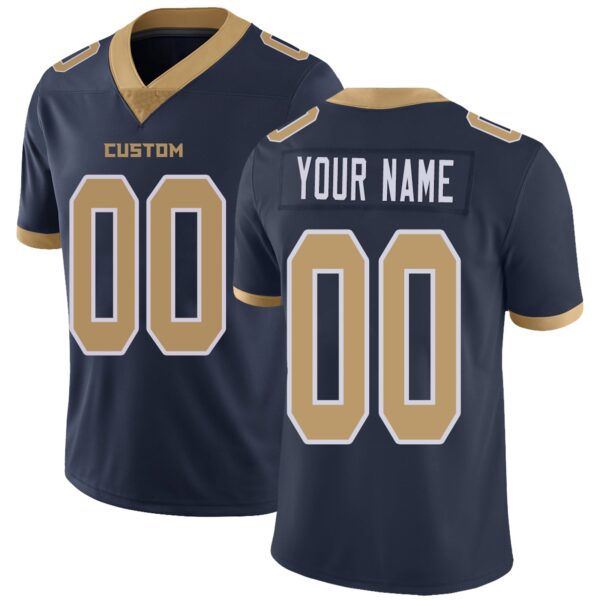 Custom LA.Rams Football Jerseys Team Player or Personalized Design Your Own Name for Men's Women's Youth Jerseys Navy - Image 2