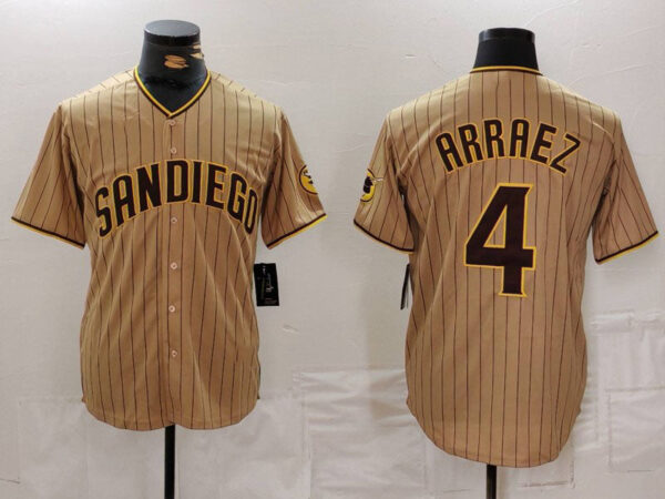 San Diego Padres #4 Luis Arraez Tan Cool Base Stitched Baseball Jersey