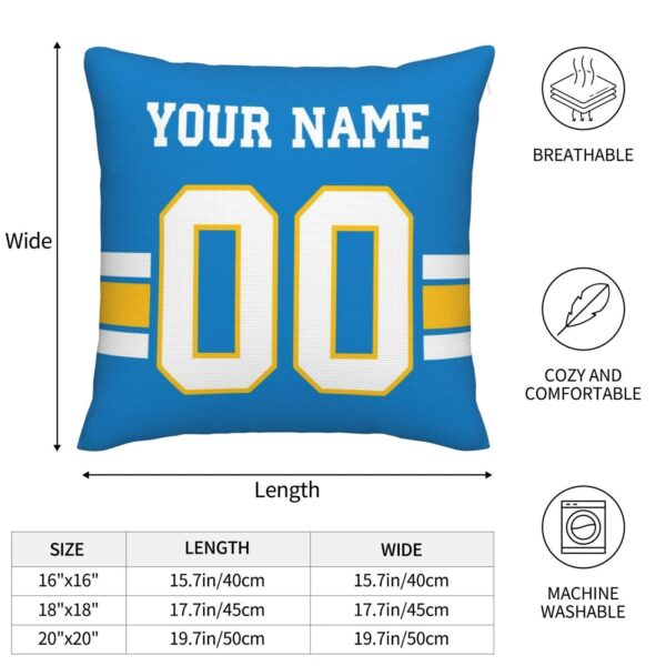 Custom LA.Chargers Pillow Decorative Throw Pillow Case - Print Personalized Football Team Fans Name & Number Birthday Gift Football Pillows - Image 6