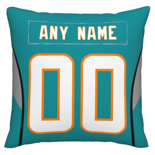 Custom M.Dolphins Pillow Decorative Throw Pillow Case - Print Personalized Football Team Fans Name & Number Birthday Gift Football Pillows - Image 3