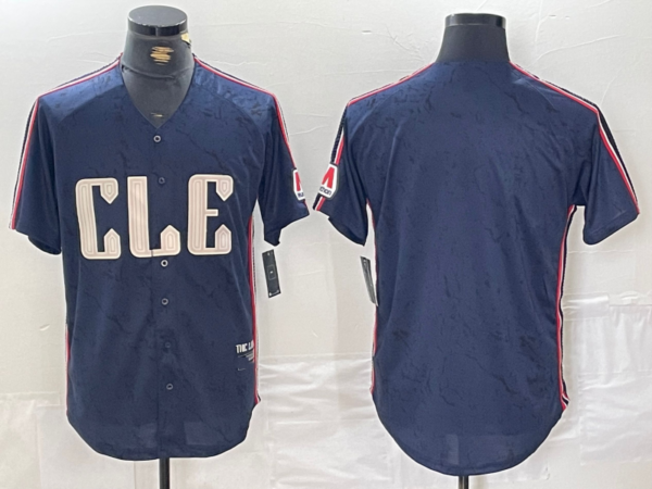 Custom Cleveland Guardians Navy 2024 City Connect Limited Stitched Baseball Jerseys