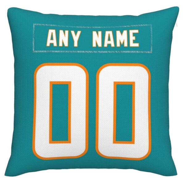 Custom M.Dolphins Pillow Decorative Throw Pillow Case - Print Personalized Football Team Fans Name & Number Birthday Gift Football Pillows - Image 3