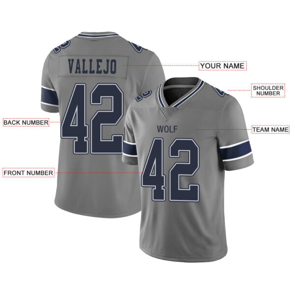 Custom D.Cowboys Stitched American Football Jerseys Personalize Birthday Gifts Grey Jersey - Image 2