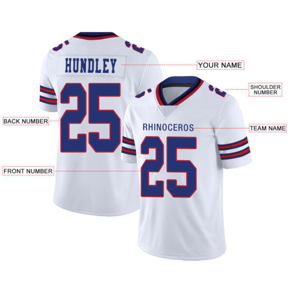 Custom B.Bills Football Stitched American Jerseys Personalize Birthday Gifts White Jersey - Image 2