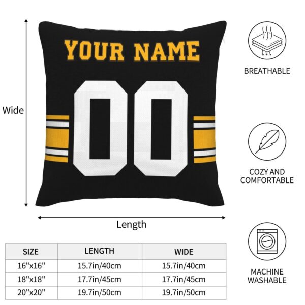 Custom P.Steelers Pillow Decorative Throw Pillow Case - Print Personalized Football Team Fans Name & Number Birthday Gift Football Pillows - Image 4