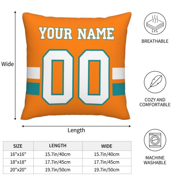 Custom M.Dolphins Pillow Decorative Throw Pillow Case - Print Personalized Football Team Fans Name & Number Birthday Gift Football Pillows - Image 6