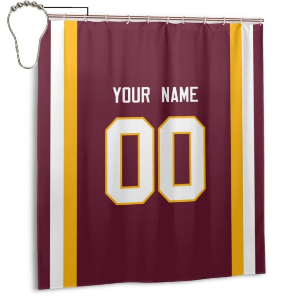 Custom W.Commanders Football style personalized shower curtain custom design name and number set of 12 shower curtain hooks Rings