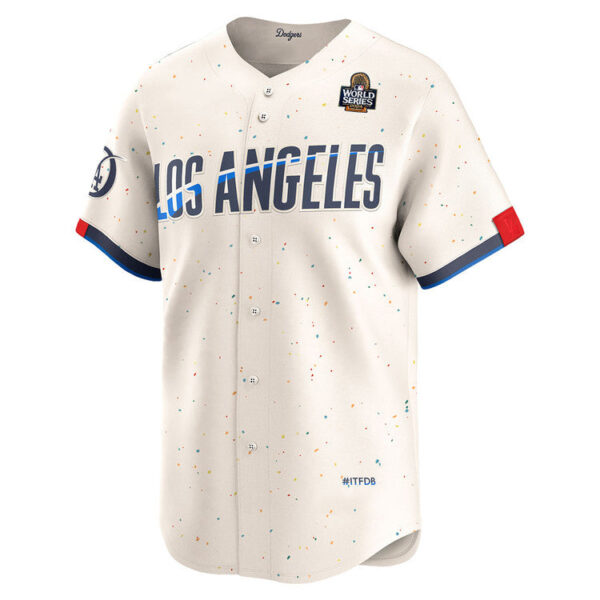 Custom Los Angeles Dodgers #17 Shohei Ohtani Cream 2024 World Series City Connect Limited Cool Base Stitched Baseball Jersey - Image 2