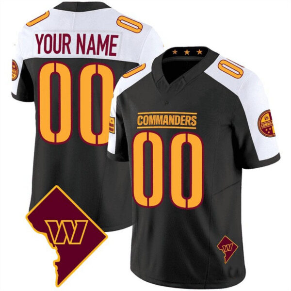 Custom W.Commanders Black White W Patch Vapor F.U.S.E Limited Stitched Football Jersey V4