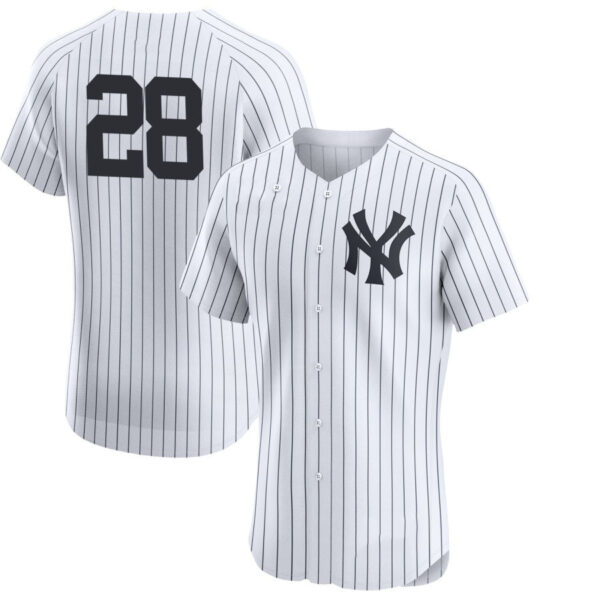 New York Yankees #28 Austin Wells White Limited Stitched Baseball Jersey No Name